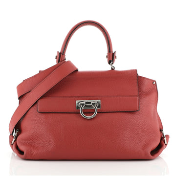 Salvatore Ferragamo Sofia Satchel Pebbled Leather Medium
