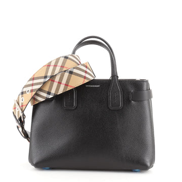 Burberry Banner NM Convertible Tote Leather with Vintage Check Canvas Small