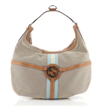 Gucci Reins Web Hobo Bag Canvas Large