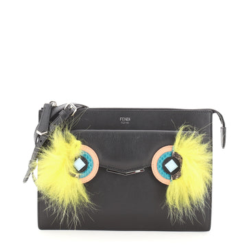 Fendi Monster Front Pocket Clutch Leather with Fur