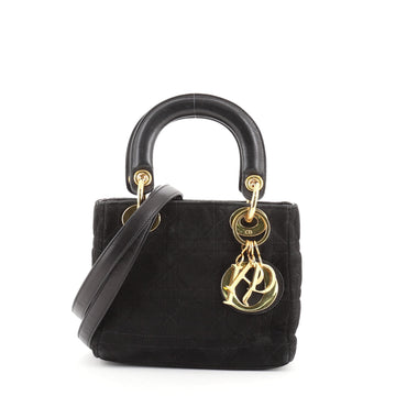 Christian Dior Vintage Lady Dior Bag Cannage Quilt Suede Mini