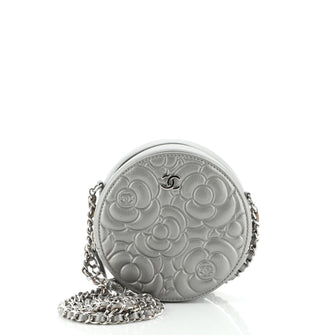 Chanel Round Clutch with Chain Camellia Goatskin Mini