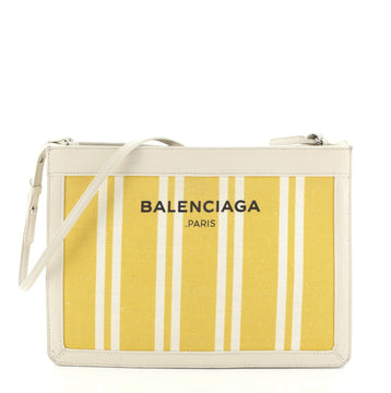 Balenciaga Navy Pochette S Striped Canvas and Leather