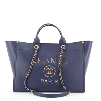 Chanel Deauville Tote Studded Caviar Medium