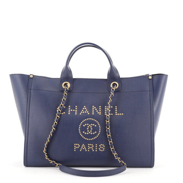 Chanel Deauville Tote Studded Caviar Medium