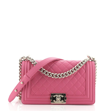 Chanel Boy Flap Bag Quilted Lambskin Old Medium