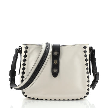 Bottega Veneta Saddle Crossbody Bag Nappa with Intrecciato Detail Small