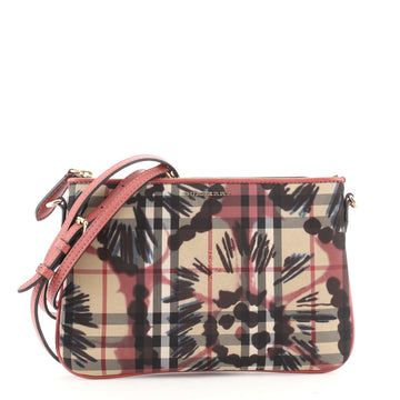 Burberry Crossbody Bag Flower Print Horseferry Check Canvas