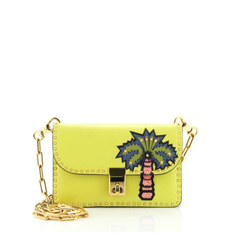 Valentino Turnlock Chain Shoulder Bag Leather with Applique and Micro Rockstuds Mini