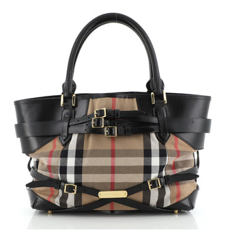 Burberry Bridle Lynher Tote House Check Canvas Medium
