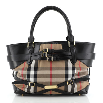 Burberry Bridle Lynher Tote House Check Canvas Medium