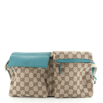 Gucci Vintage Double Belt Bag GG Canvas