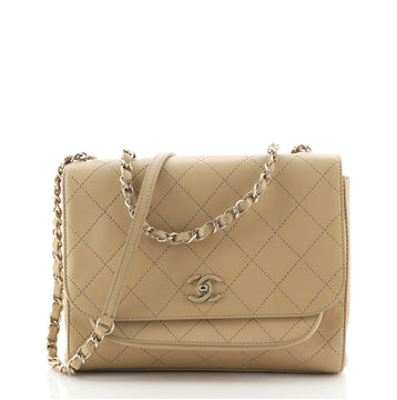 Chanel Covered CC Front Pocket Flap Bag Stitched Calfskin Medium