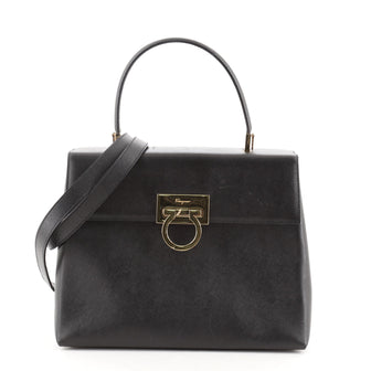 Salvatore Ferragamo Gancini Convertible Top Handle Bag Saffiano Leather Medium
