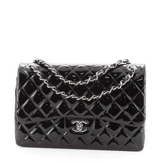 Chanel Classic Double Flap Bag Quilted Patent Jumbo