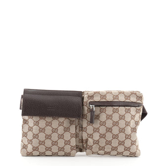 Gucci Vintage Double Belt Bag GG Canvas