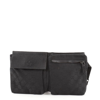 Gucci Vintage Double Belt Bag GG Canvas