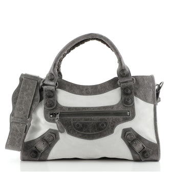Balenciaga City Giant Studs Bag Suede and Leather Medium