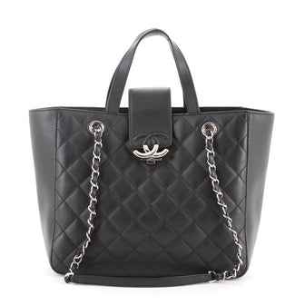 Chanel CC Box Shopping Tote Quilted Caviar Small