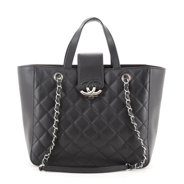 Chanel CC Box Shopping Tote Quilted Caviar Small