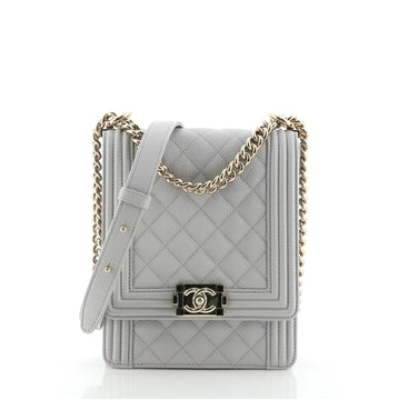 Chanel North South Boy Flap Bag Quilted Caviar Small