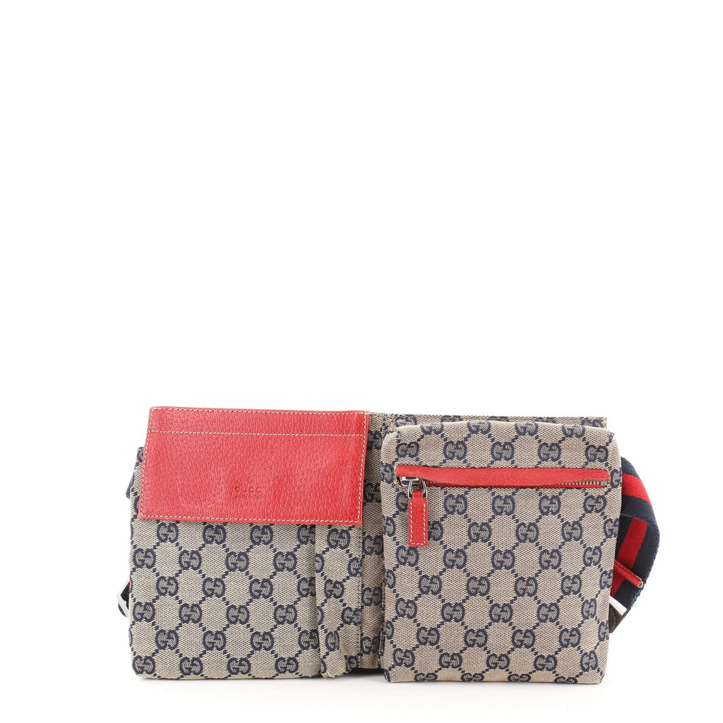 Gucci Vintage Double Belt Bag GG Canvas  Bags, Waist bag leather, Vintage  gucci