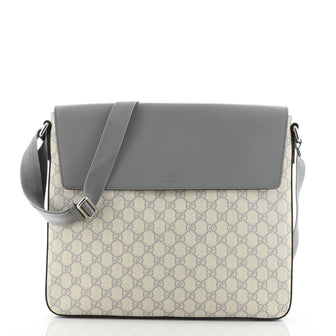 Gucci Flap Messenger Bag GG Coated Canvas with Leather Large