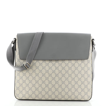 Gucci Flap Messenger Bag GG Coated Canvas with Leather Large