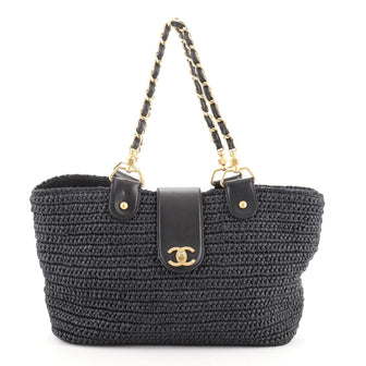 Chanel CC Tote Woven Raffia Medium