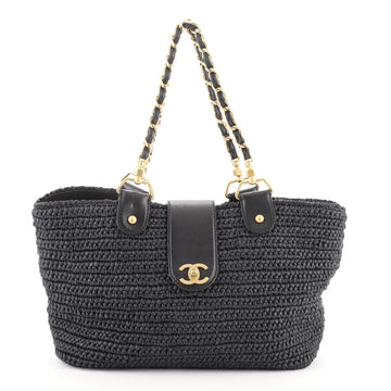 Chanel CC Tote Woven Raffia Medium