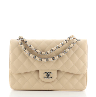 Chanel Classic Double Flap Bag Quilted Caviar Jumbo Neutral 2328411
