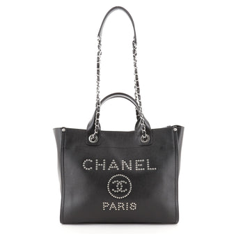 Chanel Deauville Tote Studded Caviar Small