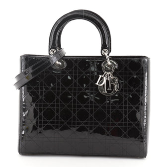 Christian Dior Lady Dior Bag Stitched Cannage Patent Large