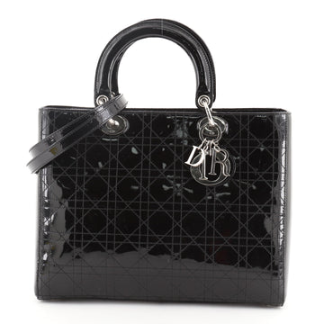 Christian Dior Lady Dior Bag Stitched Cannage Patent Large