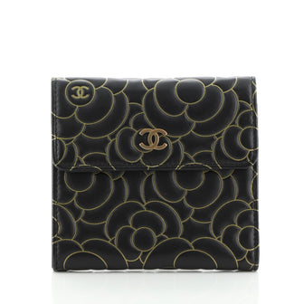 Chanel Trifold Wallet Camellia Lambskin Compact