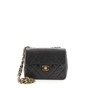 Chanel Vintage Square Classic Single Flap Bag Quilted Lambskin Mini