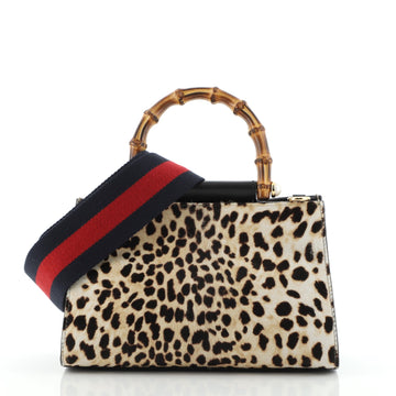 Gucci Nymphaea Top Handle Bag Printed Calf Hair Mini