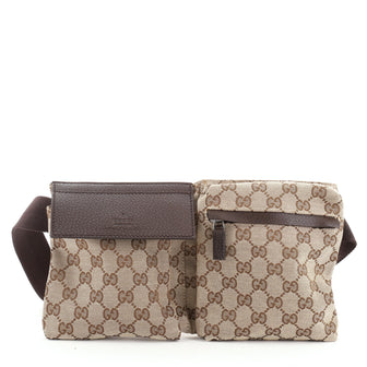 Gucci Vintage Double Belt Bag GG Canvas