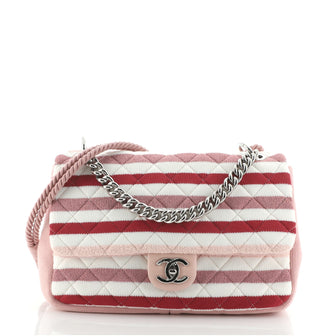 Rope Flap Bag Quilted Striped Jersey Medium