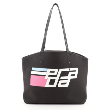 Prada Logo Tote Printed Canvas Large