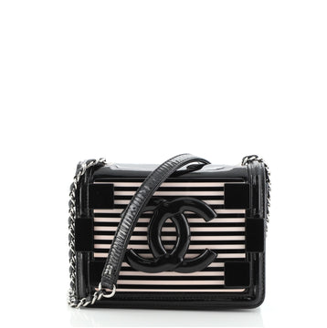 Chanel Boy Brick Flap Bag Striped Patent and Plexiglass Mini