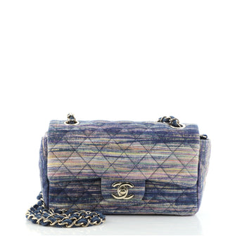 Chanel Classic Single Flap Bag Multicolor Quilted Denim Mini