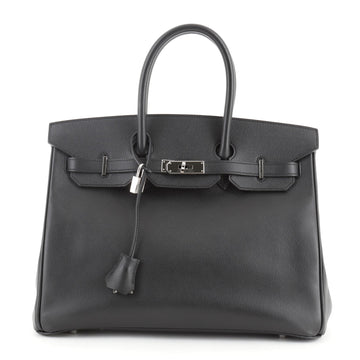Hermes Birkin Handbag Black Epsom with Palladium Hardware 35