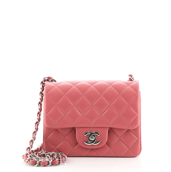 Chanel Square Classic Single Flap Bag Quilted Lambskin Mini
