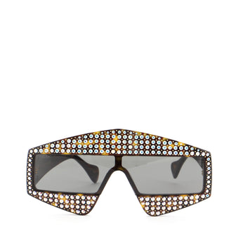 Gucci Hollywood Forever Shield Sunglasses Crystal Embellished Acetate