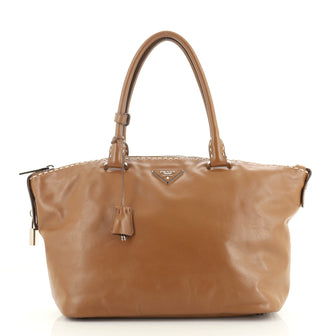 Prada Satchel Stitched Soft Calfskin Large