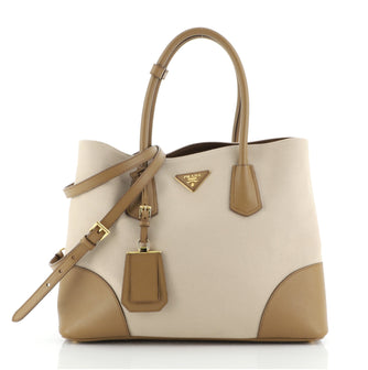Prada Cuir Double Tote Canvas and Saffiano Leather Medium