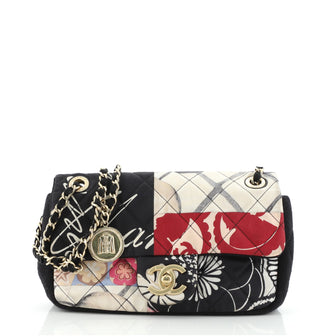 Chanel Classic Single Flap Bag Quilted Patchwork Printed Jersey Mini