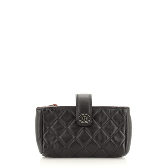 Chanel Phone Holder Clutch Quilted Lambskin
