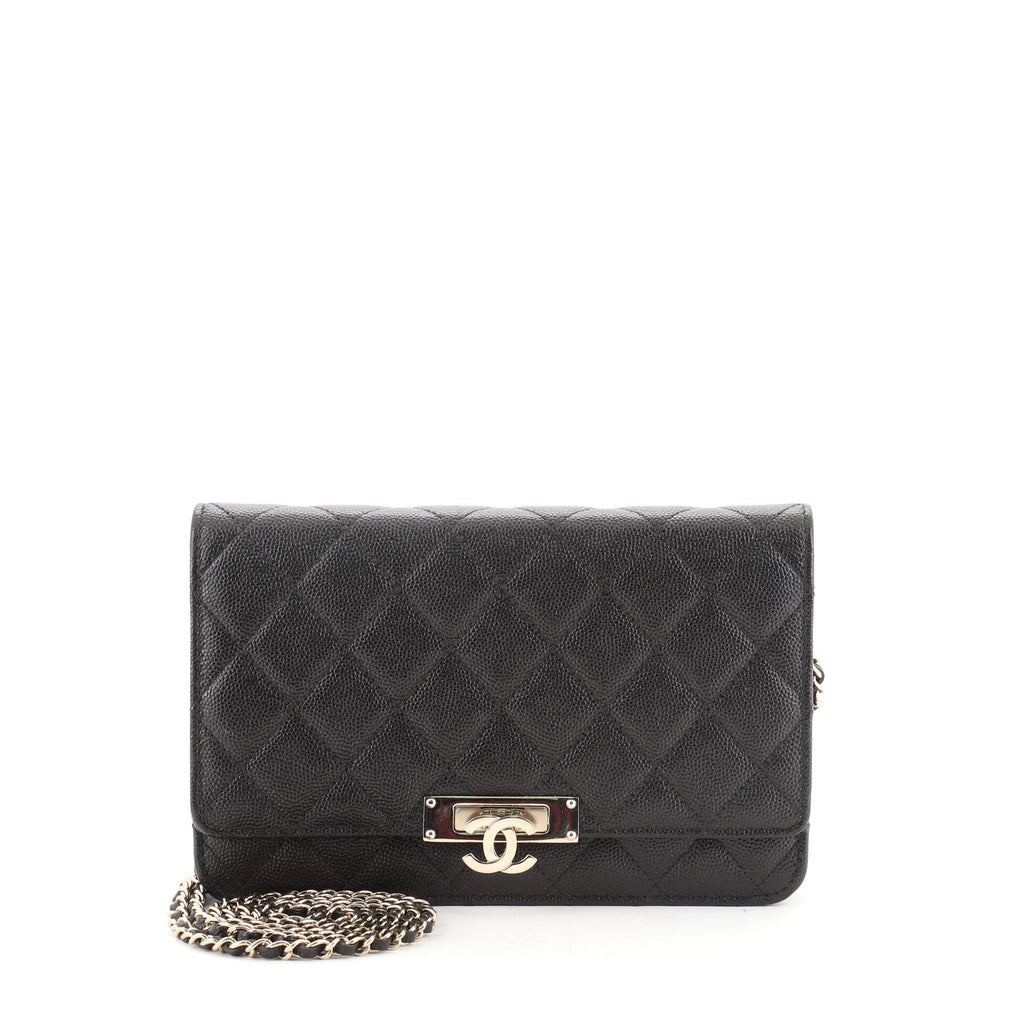 Chanel Golden Class Wallet on Chain Quilted Caviar Black 594391